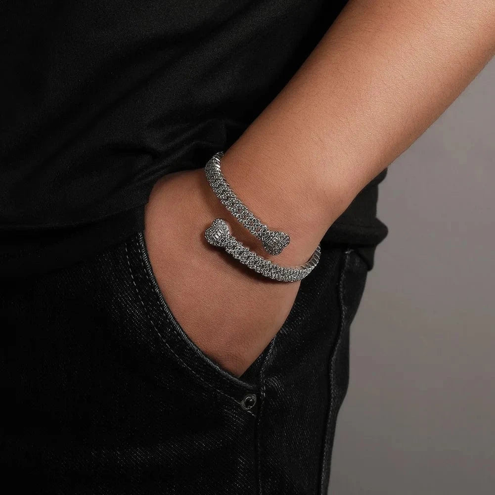 TOP ICY new INS iced out cuban chain design bangle hip hop gold silver designer zircon hip hop bracelet bangle