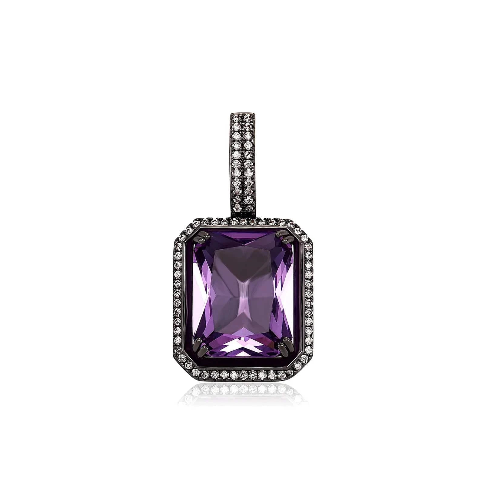 Top Icy Simple Design 18K Gold Plated Luminous Gemstone Pendant Hip Hop Jewelry Square Colorful 5A CZ Gem Pendant Necklace Women