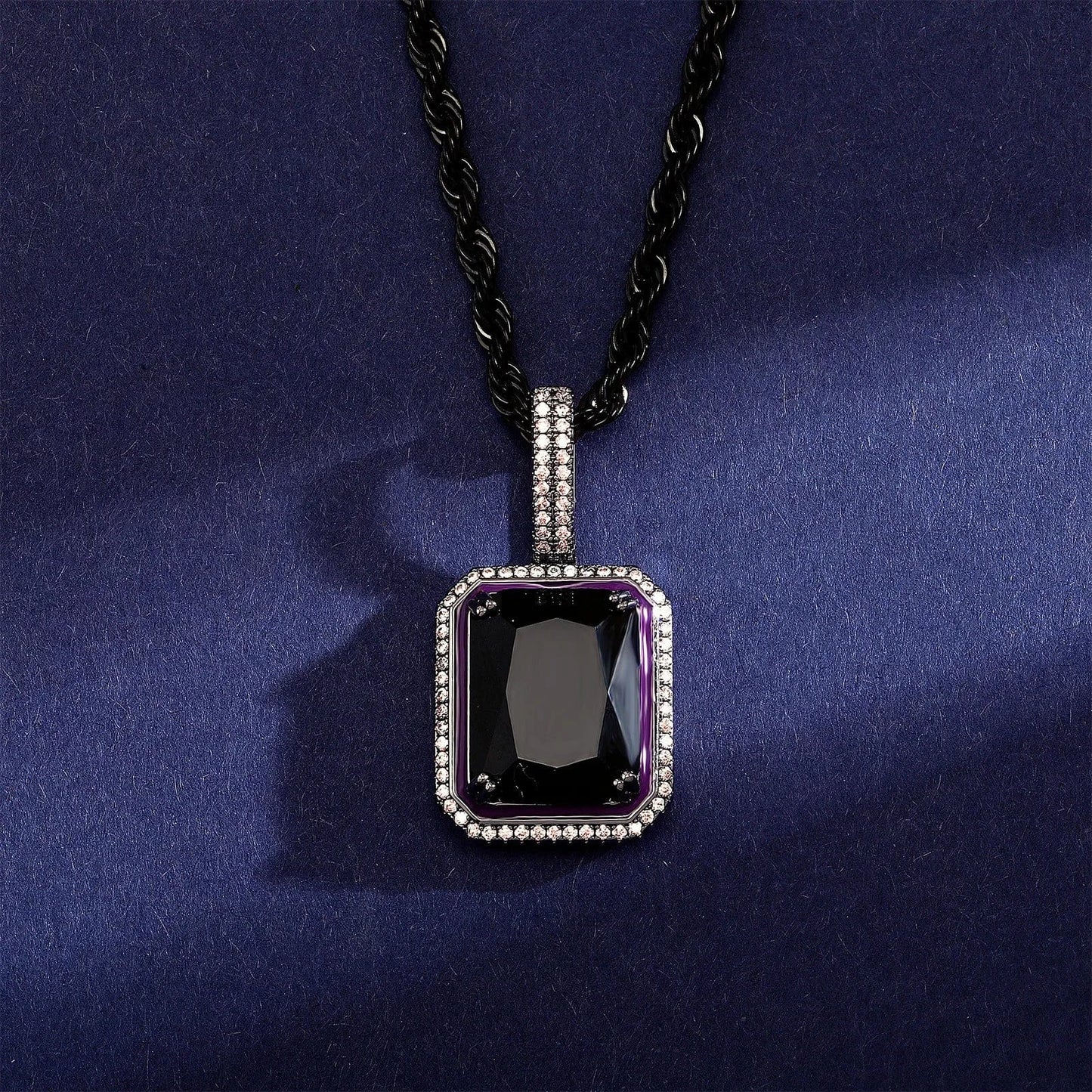 Top Icy Simple Design 18K Gold Plated Luminous Gemstone Pendant Hip Hop Jewelry Square Colorful 5A CZ Gem Pendant Necklace Women