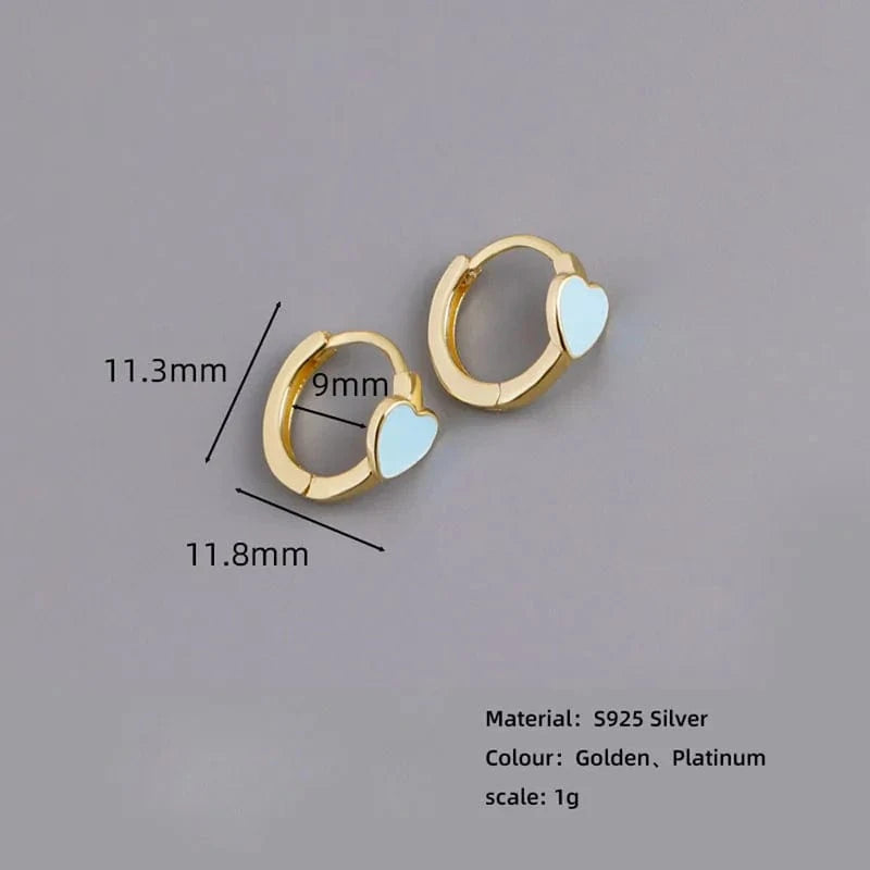 Top Quality 925 Sterling Silver Blue/Pink/Red/Black Enamel Heart Shape Clip Earrings On Ear Fine Jewelry Gifts