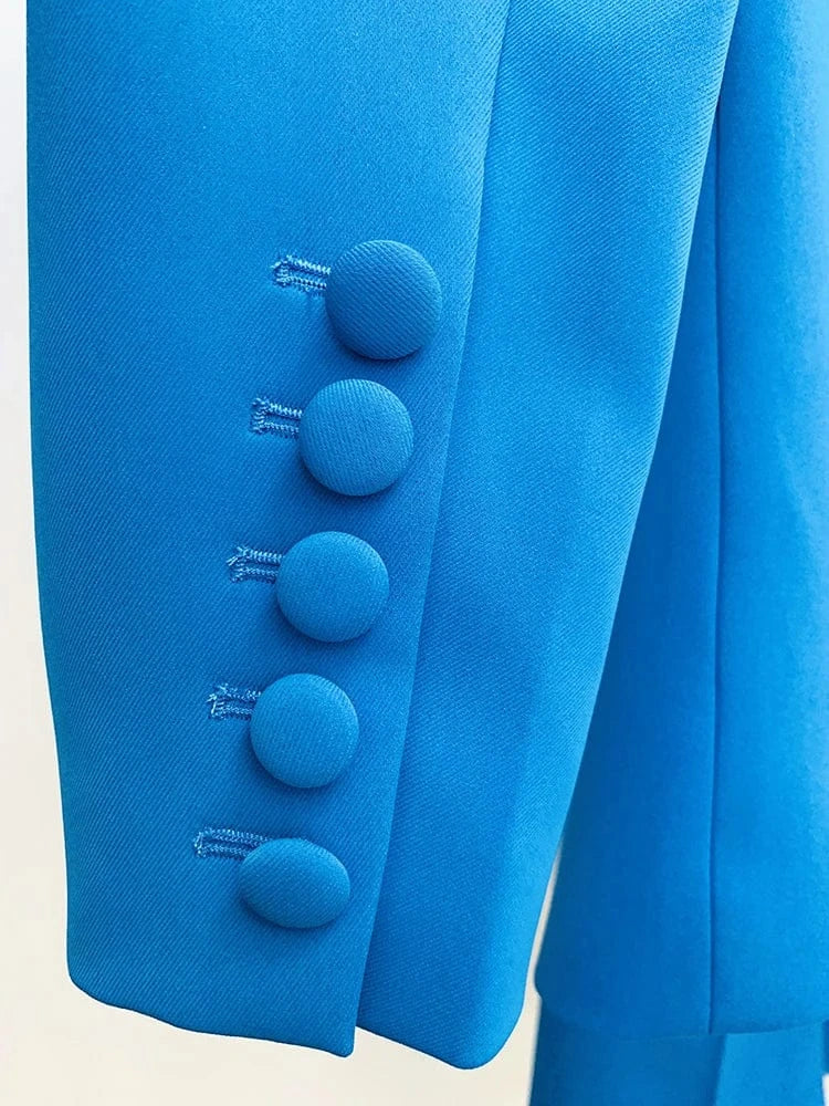 TOP QUALITY Newest 2024 Designer Runway Suit Set Women's Single Button Slim Fit Blazer Flare Pants Suit two-pieces