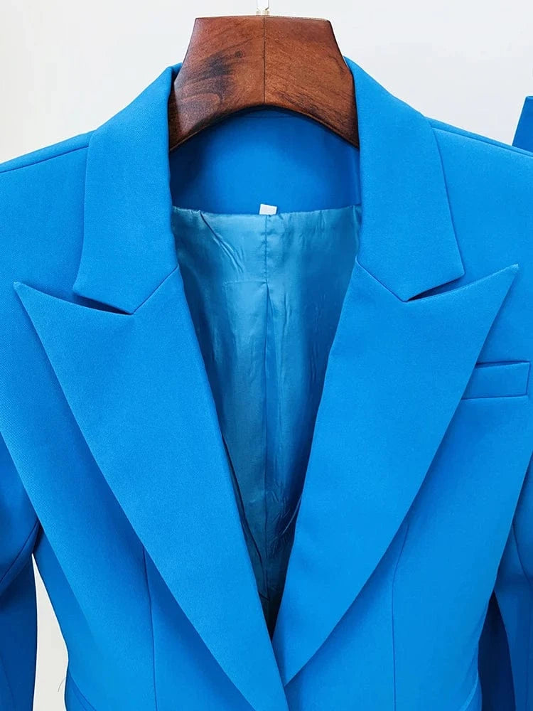 TOP QUALITY Newest 2024 Designer Runway Suit Set Women's Single Button Slim Fit Blazer Flare Pants Suit two-pieces