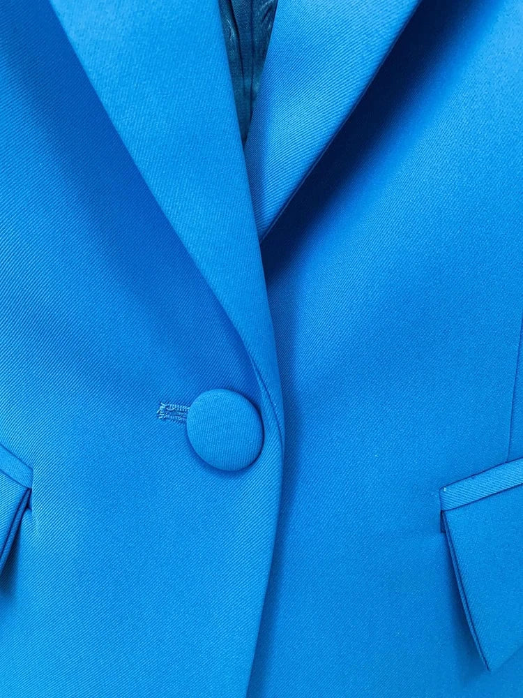 TOP QUALITY Newest 2024 Designer Runway Suit Set Women's Single Button Slim Fit Blazer Flare Pants Suit two-pieces