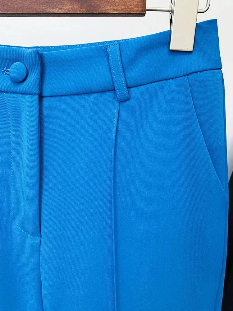 TOP QUALITY Newest 2024 Designer Runway Suit Set Women's Single Button Slim Fit Blazer Flare Pants Suit two-pieces