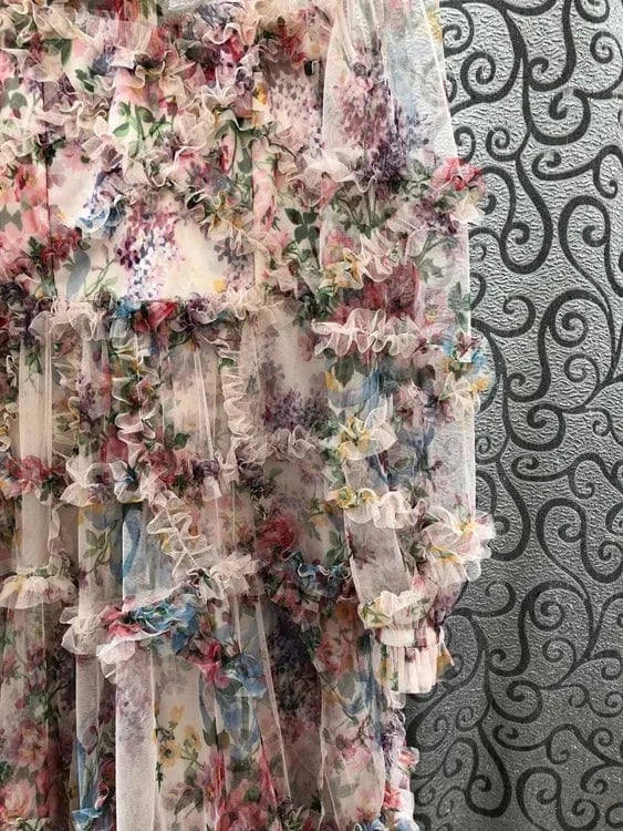 Top Quality Women's Long Dress 2024 Spring Wedding Party Ladies Charming Floral Print Long Sleeve Maxi Dress Gown Vestido