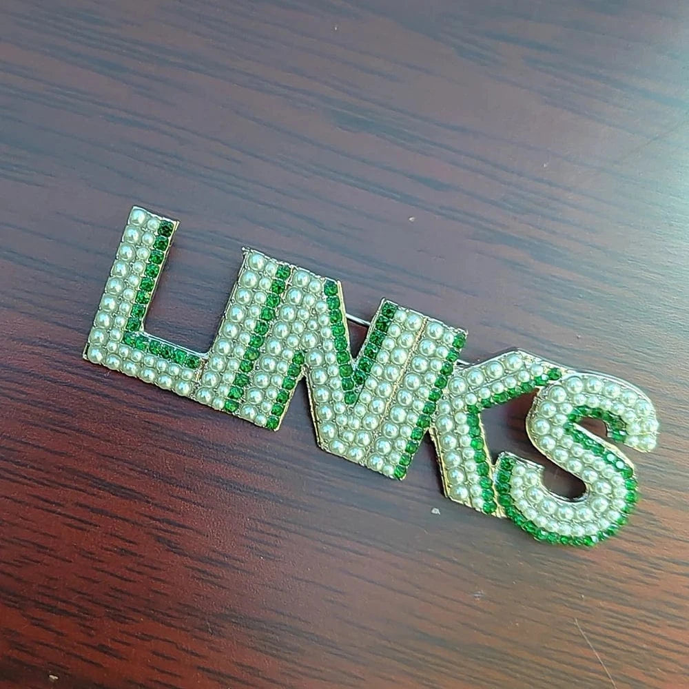 Topvesko Personalized Greek Sorority Letters LINKS Brooch Full Rhinestones Lapel Pin Fashion Jewelry Gift