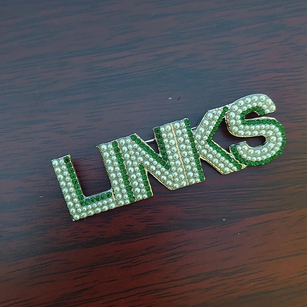 Topvesko Personalized Greek Sorority Letters LINKS Brooch Full Rhinestones Lapel Pin Fashion Jewelry Gift