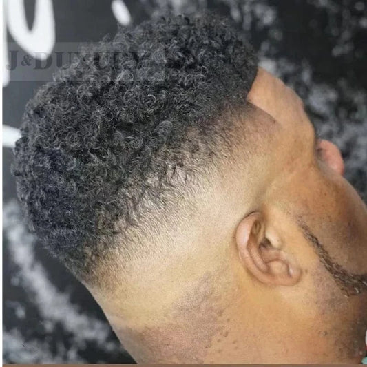 toupee for men / 8 Inches 8x11 Top Grade Human Hair Full Lace Wigs Toupee Men's Hairpieces Men's Afro Toupee Short Brazilian Hair for Black Transparent