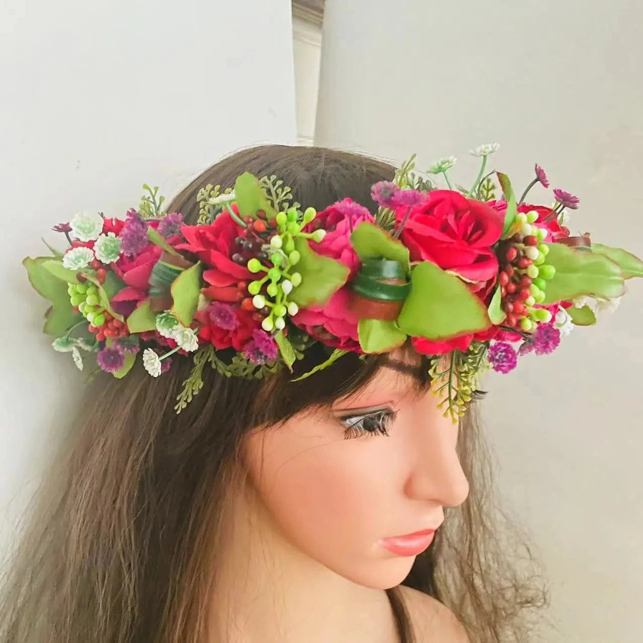 Tready / 1 / Other Rose Headband for wedding party floral Artificial graduation accessories Island frangipani plumerial hibiscus tiara hairpin clip