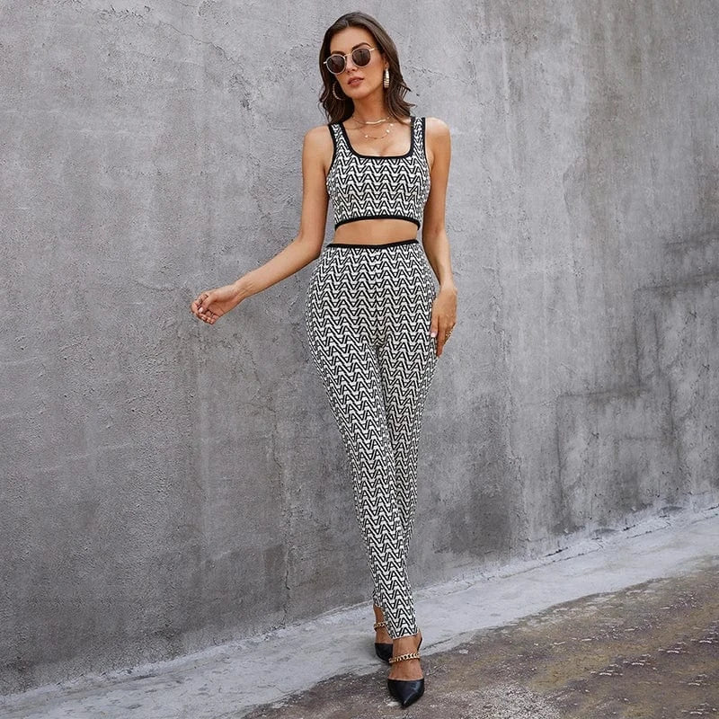 trending products 2024 new arrivals crop top two pieces bandage pant set summer outfits for women