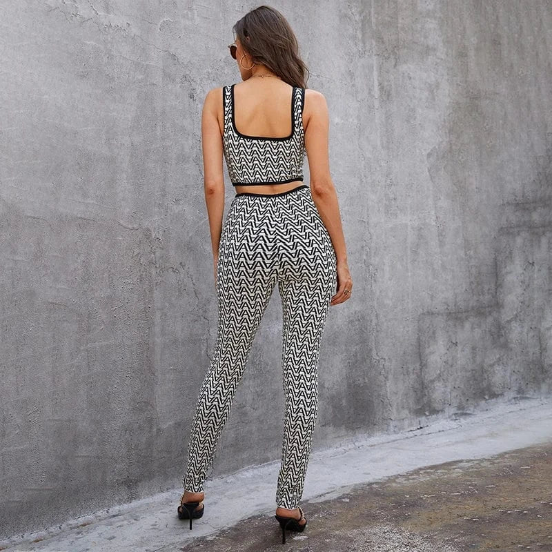 trending products 2024 new arrivals crop top two pieces bandage pant set summer outfits for women