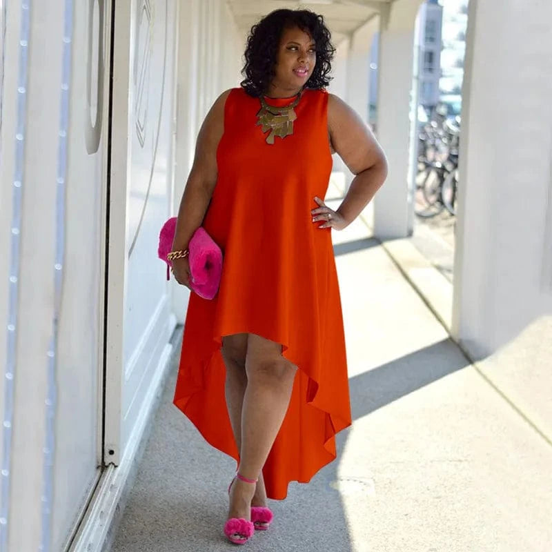trending products 2024 new arrivals Fashionable plus size sleeveless sexy round neck comfortable casual dress