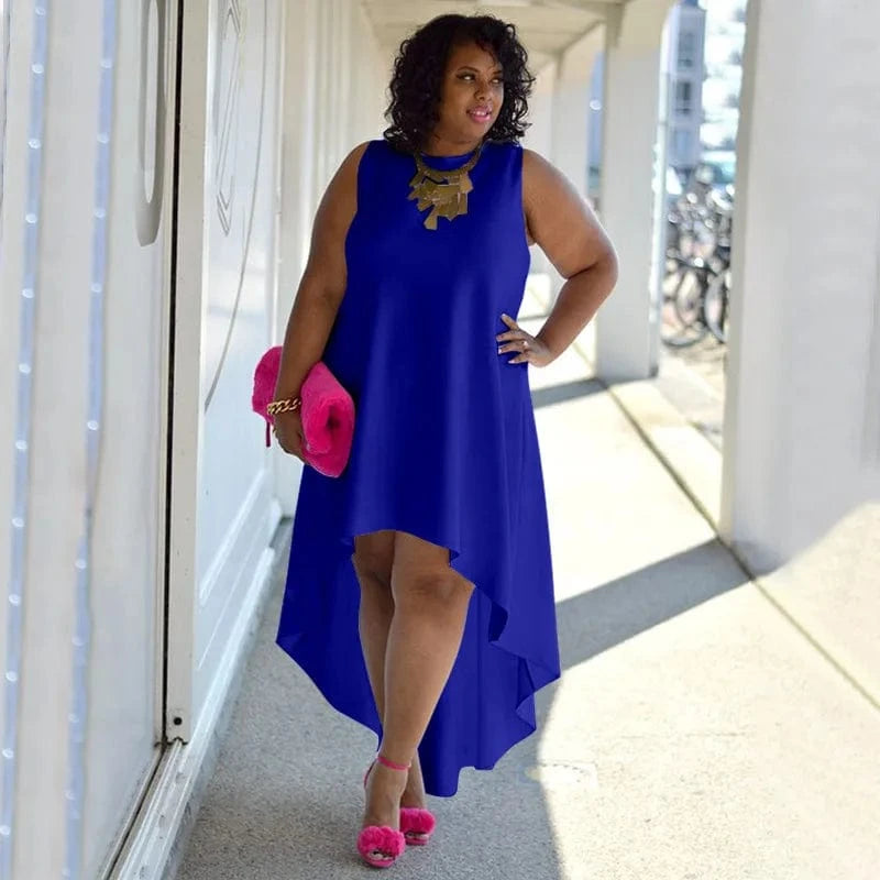 trending products 2024 new arrivals Fashionable plus size sleeveless sexy round neck comfortable casual dress