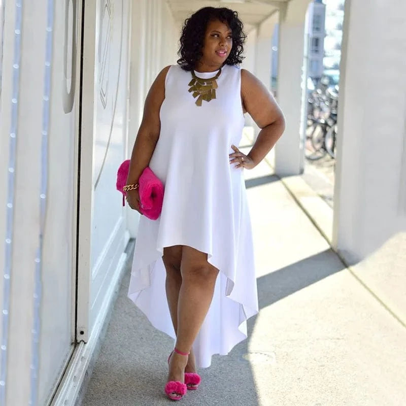 trending products 2024 new arrivals Fashionable plus size sleeveless sexy round neck comfortable casual dress