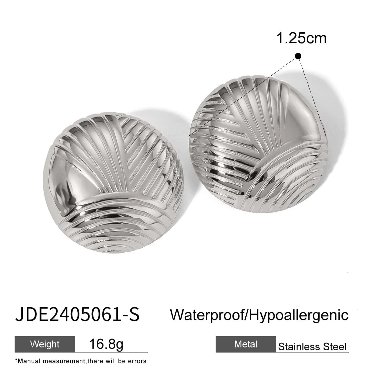 TRENDY / 1.8*1.6cm / E2428S E2428 Jewelry Ins Popular 18k Gold Stainless Steel Plated Vintage Irregular Ribbed Earrings