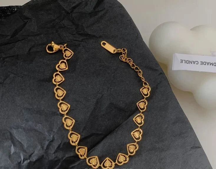 Trendy / 14+6cm Extender Chain / Gold Hight Quality Fashionable Hearts Anklet Stainless Steel 18k Gold Planted Adjustable Anklet for Women