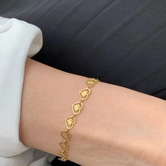 Trendy / 14+6cm Extender Chain / Gold Hight Quality Fashionable Hearts Anklet Stainless Steel 18k Gold Planted Adjustable Anklet for Women