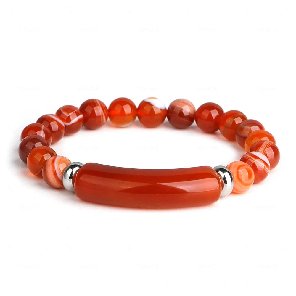 TRENDY / 15.5cm / Red High Quality Pink Crystal Bead Bracelet Women Natural Tiger Eye Stone Bangles Girls Wholesale Charms Jewelry