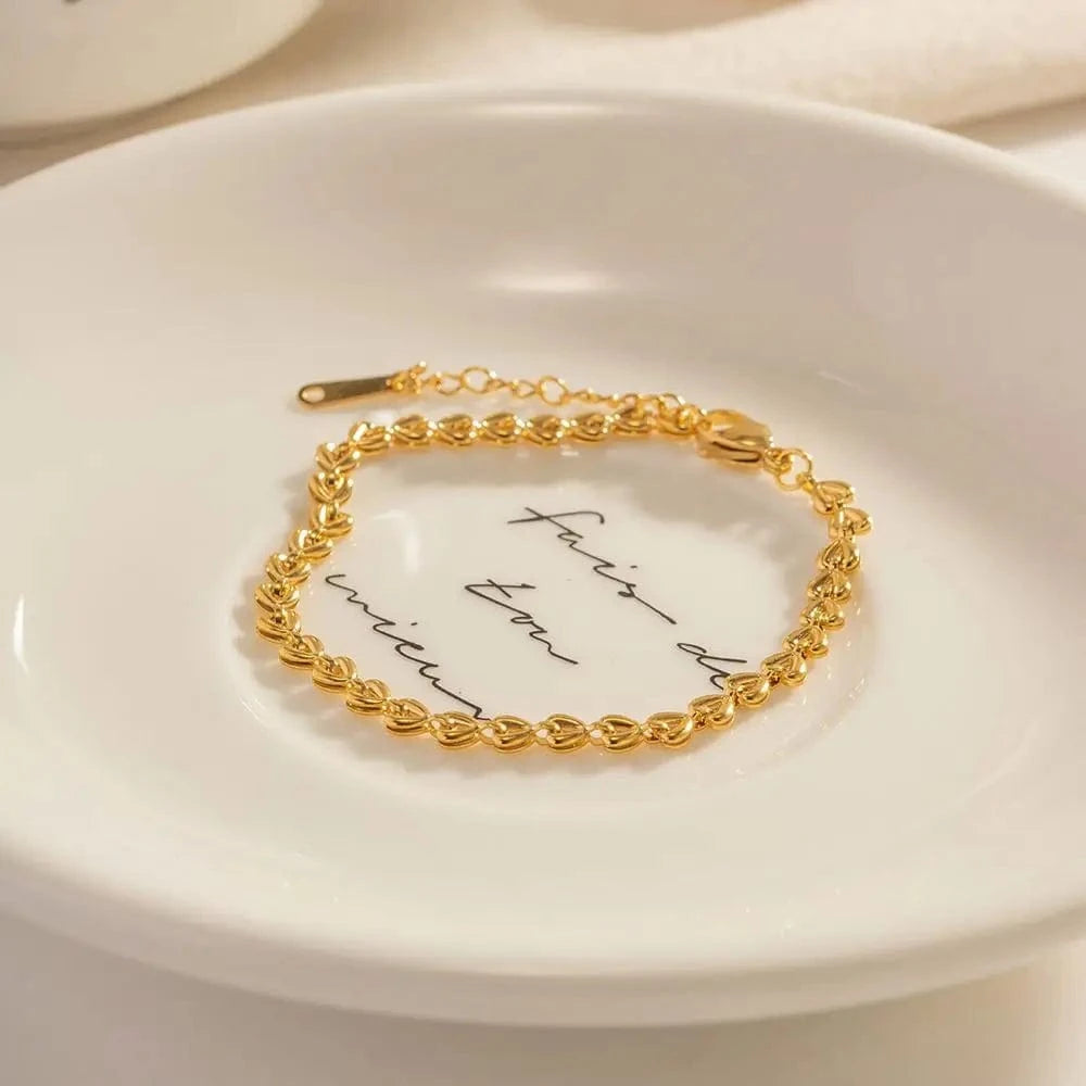 Trendy / 16cm / BR1003 BR1003 18K Gold  Stainless Steel heart shape stainless steel  Bracelet for Girls Women