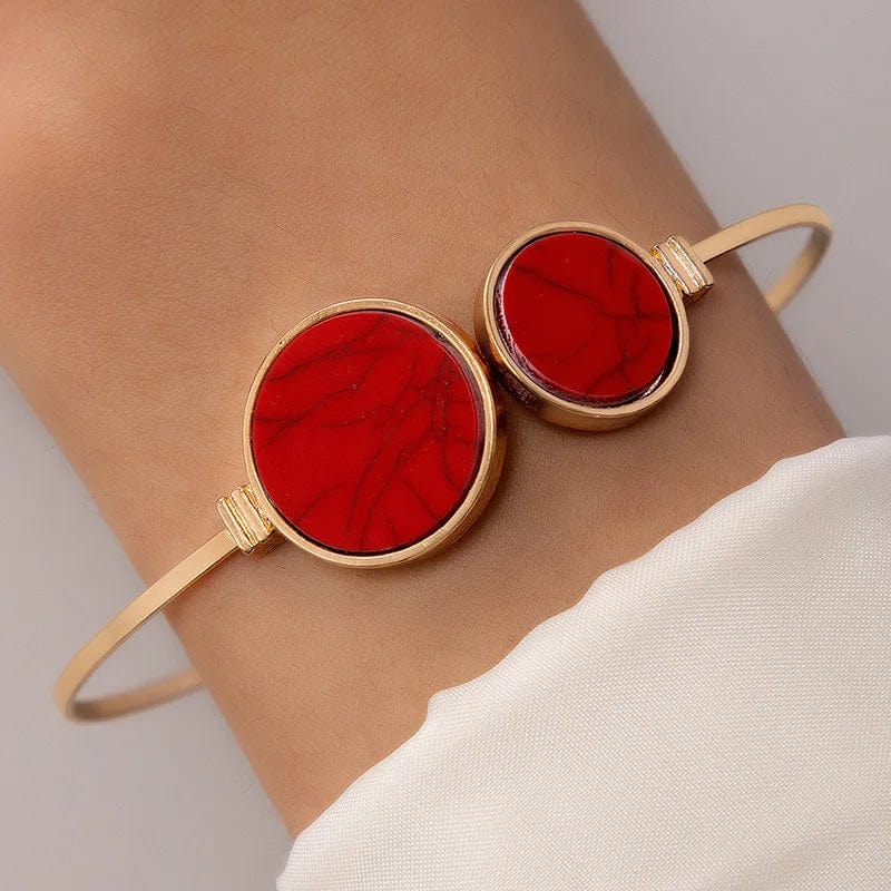 Trendy / 21601-2-red New Trendy Gemstone Diamond Bracelet  Personalized Geometric Heart Shaped Bracelet 5-Piece Set Open Bracelet