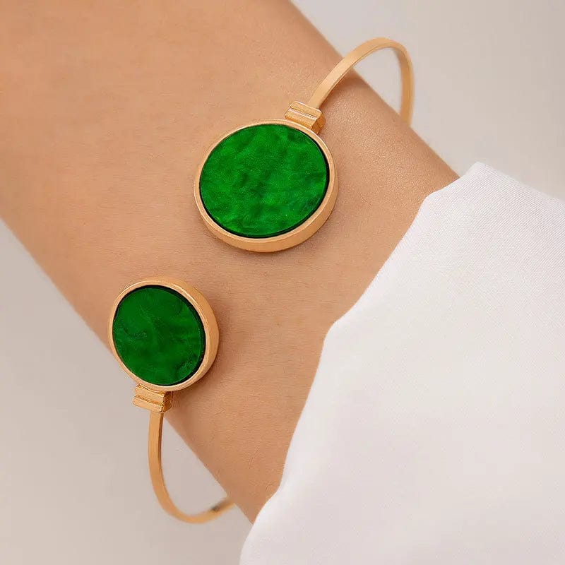 Trendy / 21601-3-green New Trendy Gemstone Diamond Bracelet  Personalized Geometric Heart Shaped Bracelet 5-Piece Set Open Bracelet