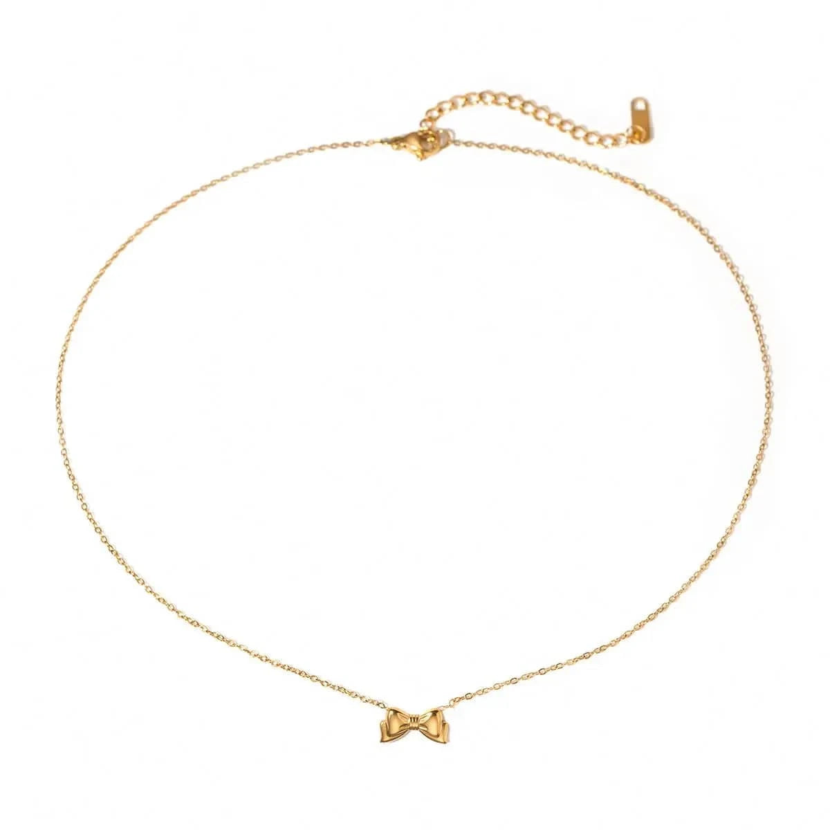 TRENDY / 41.5+5.5cm / N2146 N2146 18K Gold Plated Stainless Steel Simple Bow Pendant Necklace, 40+5cm