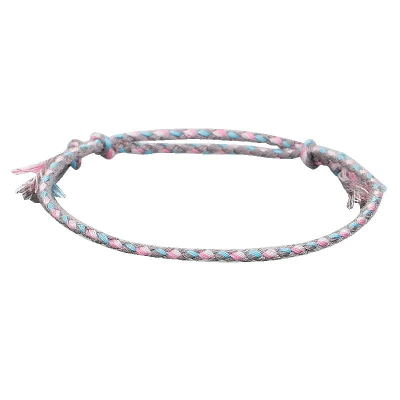 Trendy / 41 New Canonical Ping An Buckle Four Strand Color Bracelet Simple Handmade Woven Bracelets Women's Adjustable Rope Bracelet