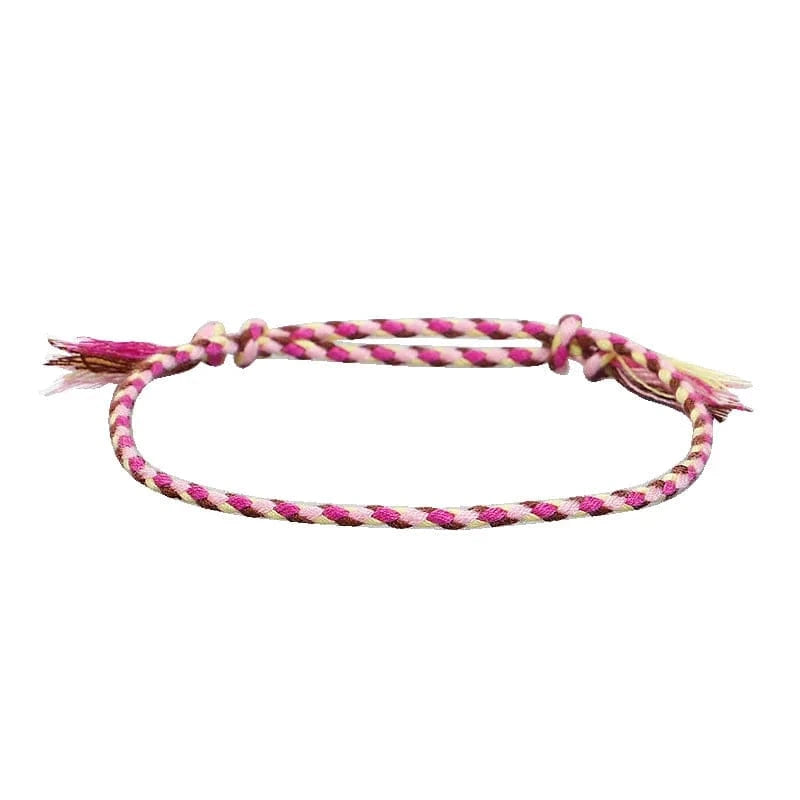 Trendy / 44 New Canonical Ping An Buckle Four Strand Color Bracelet Simple Handmade Woven Bracelets Women's Adjustable Rope Bracelet