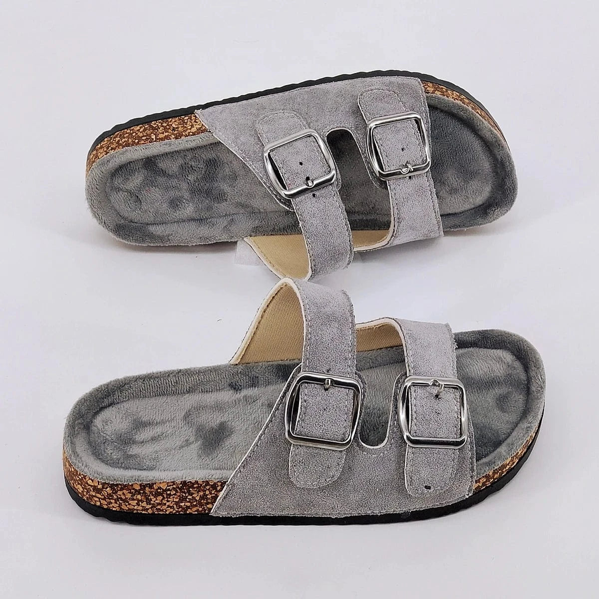 Trendy and Fashionable Buckle Flat Cork Slippers Holiday Style Summer Men's and Women's Beach Buckle Outdoor Casual Sandals