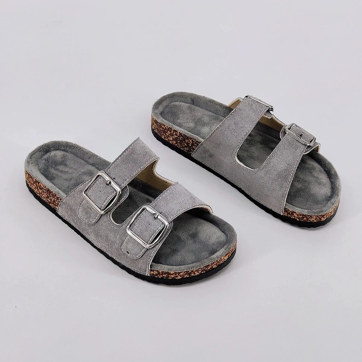 Trendy and Fashionable Buckle Flat Cork Slippers Holiday Style Summer Men's and Women's Beach Buckle Outdoor Casual Sandals