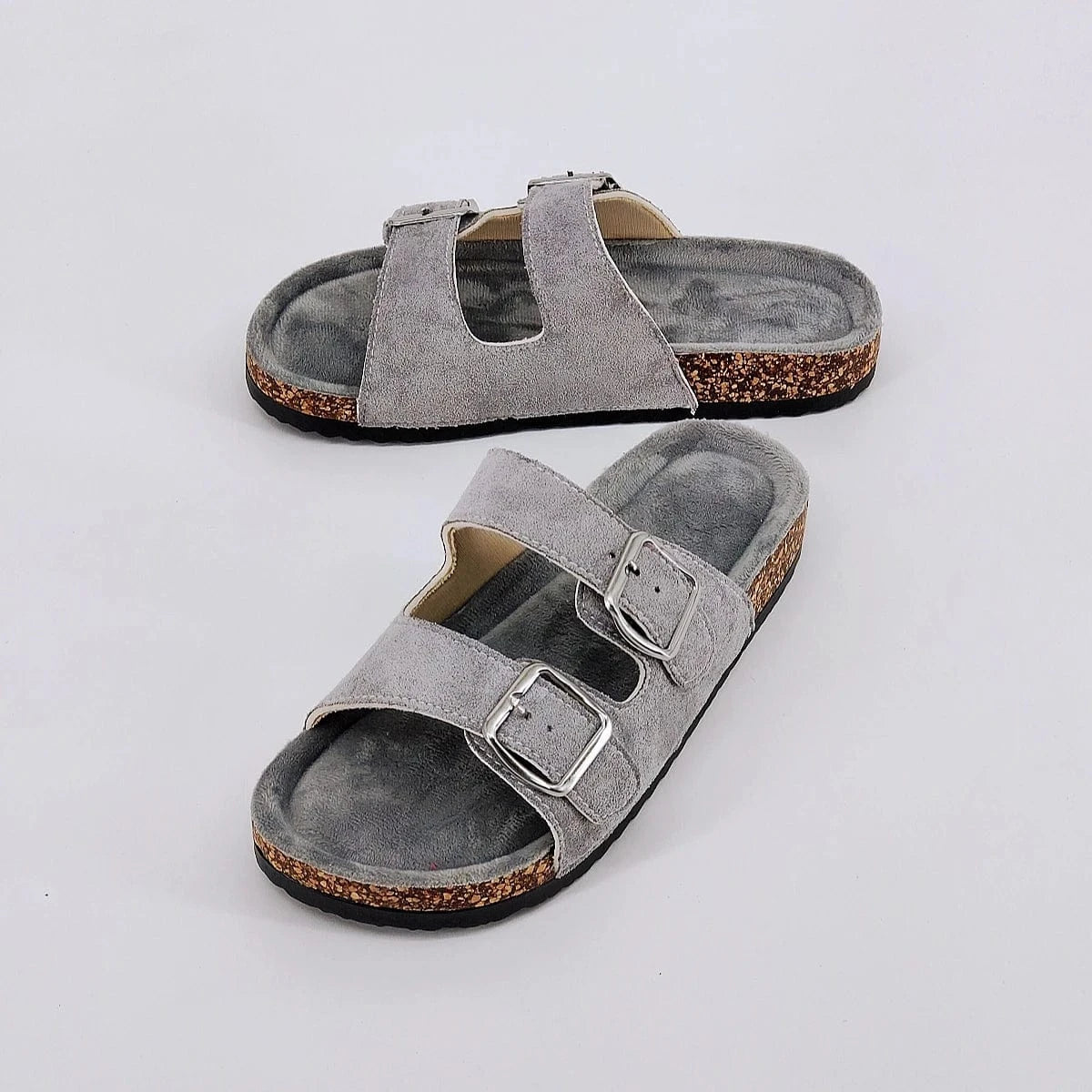 Trendy and Fashionable Buckle Flat Cork Slippers Holiday Style Summer Men's and Women's Beach Buckle Outdoor Casual Sandals