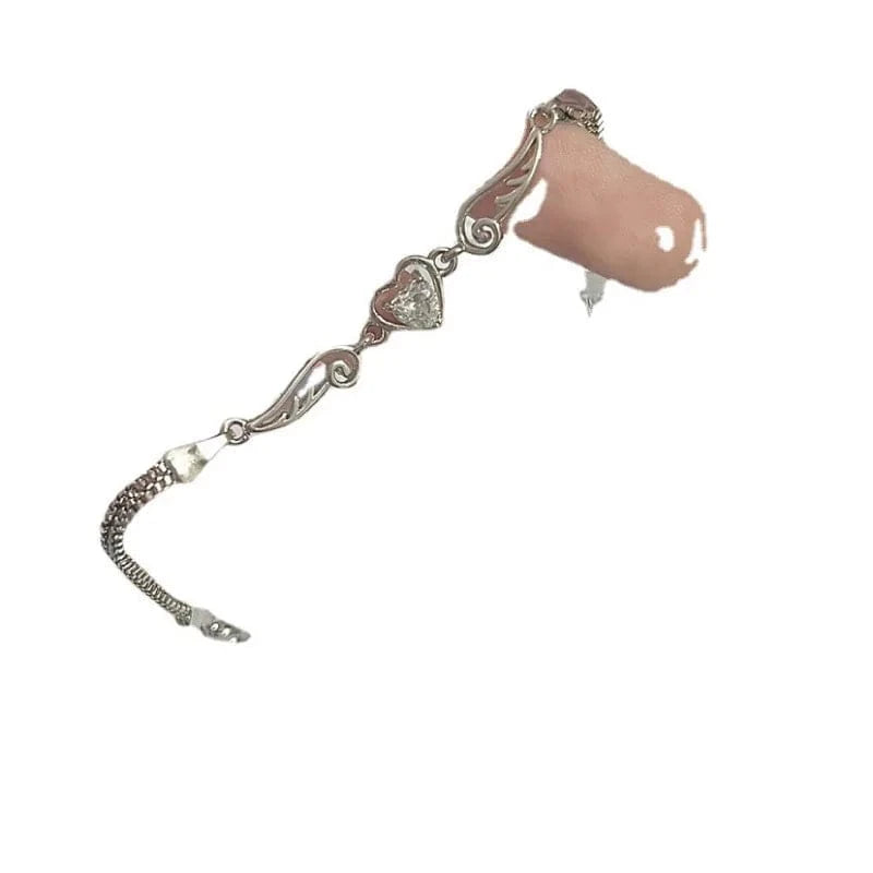 Trendy / AS Photo Versatile Women's Diamond Bracelet Latest 2024 Model Angel Wing Bracelet Heart Shaped Bracelet