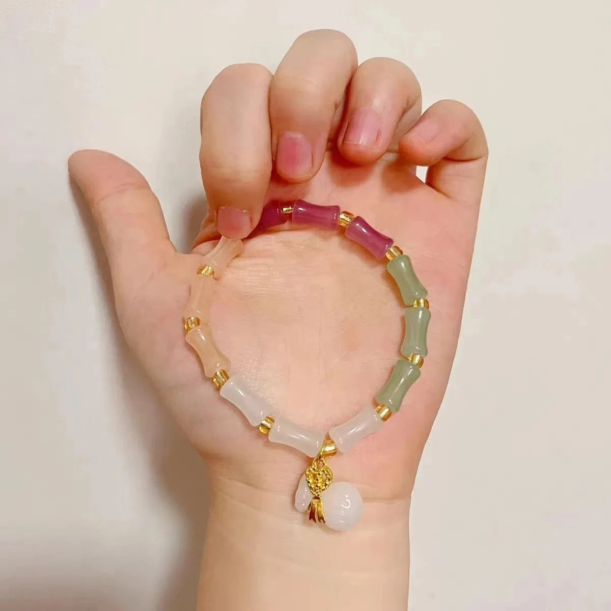 Trendy / Bamboo joint lucky bag bracelet 2024 New Instagram Design Rainbow Jewelry Charms Stylish And Fashionable Bracelet Beads Versatile Smile Face Bracelet