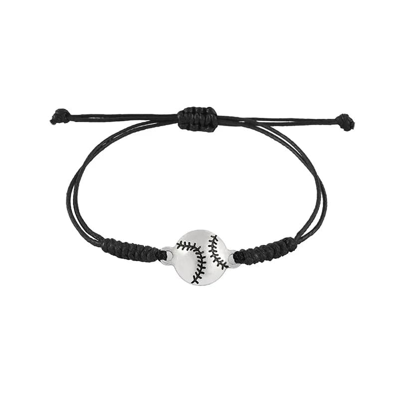 Trendy / baseball New Popular Minimalist Alloy Football Bracelet Wax Thread Handcrafted Woven Bracelets Versatile Adjustable Rope Bracelet