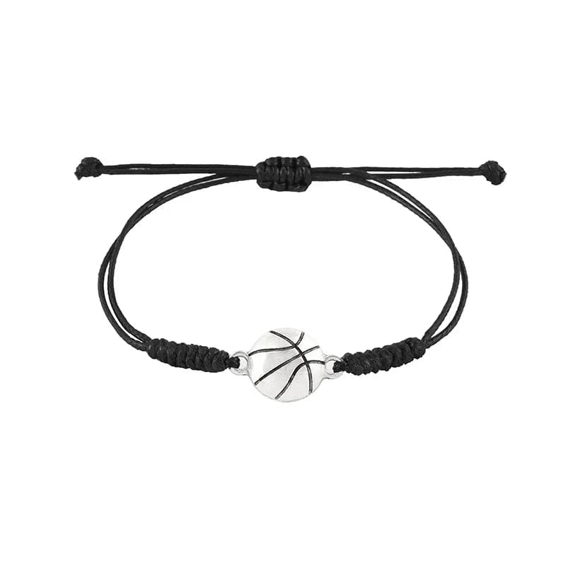 Trendy / basketball New Popular Minimalist Alloy Football Bracelet Wax Thread Handcrafted Woven Bracelets Versatile Adjustable Rope Bracelet