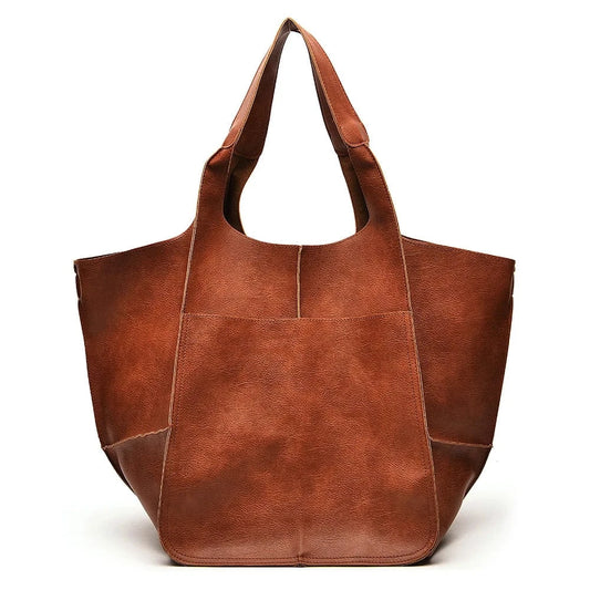 Trendy big capacity luxury leather tote hand bags ladies shoulder female large tote handbags for women