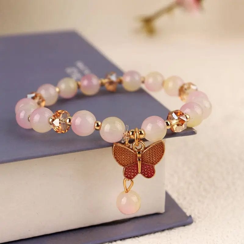 Trendy / Blood Toothed Butterfly Newly Popular In 2024 Flower Bracelet Female Forest Student Colored Bracelet Minimalist and Niche Crystal Bracelets