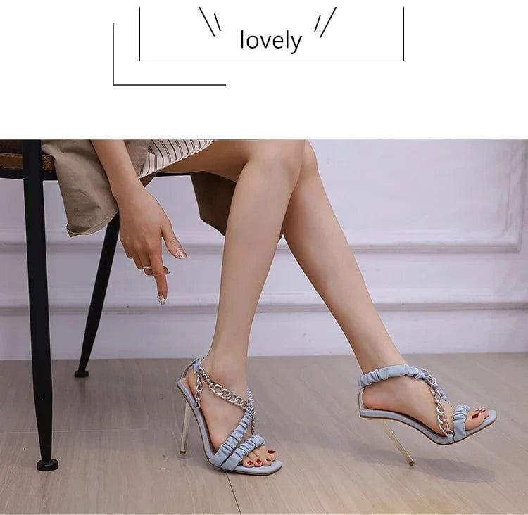 Trendy Chain Cheap Square Toe Heel women's high heel shoes classic high heel sneakers for women