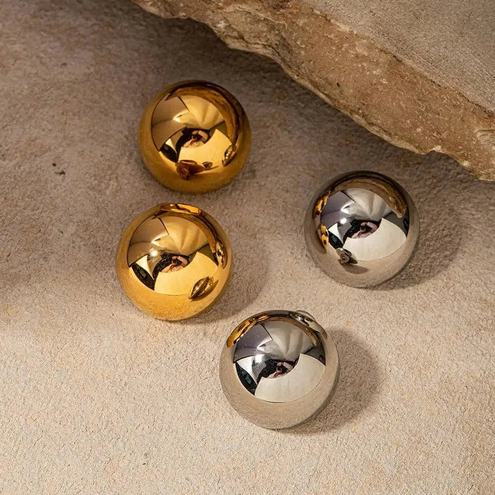 Trendy / E1882 E1882 Minimalist Stainless Steel Oval Stud Earrings 18K Gold Plated Women Big Huge Chunky Hoop Earrings