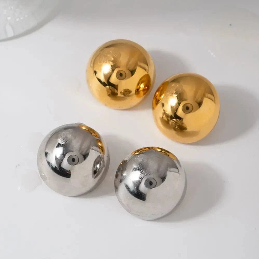 Trendy / E1882 E1882 Minimalist Stainless Steel Oval Stud Earrings 18K Gold Plated Women Big Huge Chunky Hoop Earrings