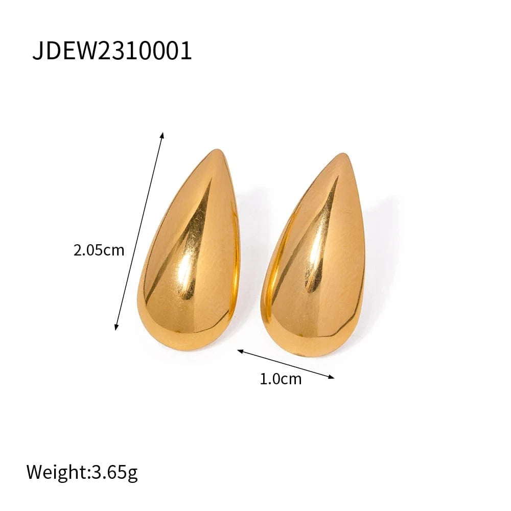trendy / E1896 E1896 Jewelry 18K Gold Plated Tear Drop Punk Earrings Stainless Steel Hollow Waterdrop Stud Earring