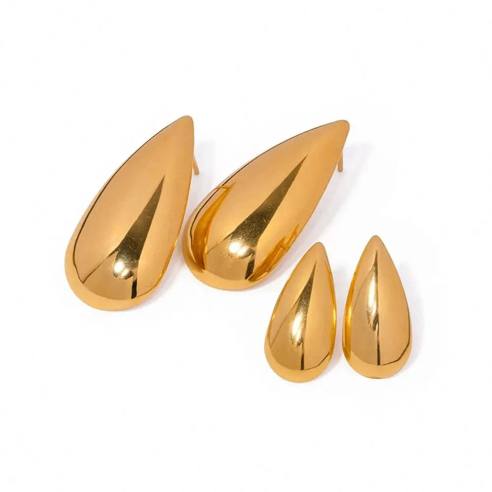 trendy / E1896 E1896 Jewelry 18K Gold Plated Tear Drop Punk Earrings Stainless Steel Hollow Waterdrop Stud Earring