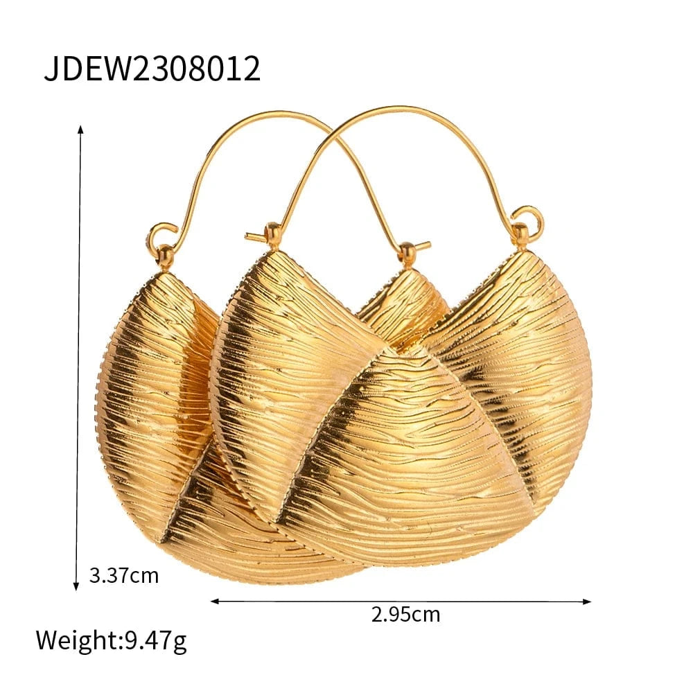 Trendy / E1974 E1974 Custom Vintage Stainless Steel 18K Gold Plated Fancy Irregular Maxi Pendant Clip Earring Jewelry