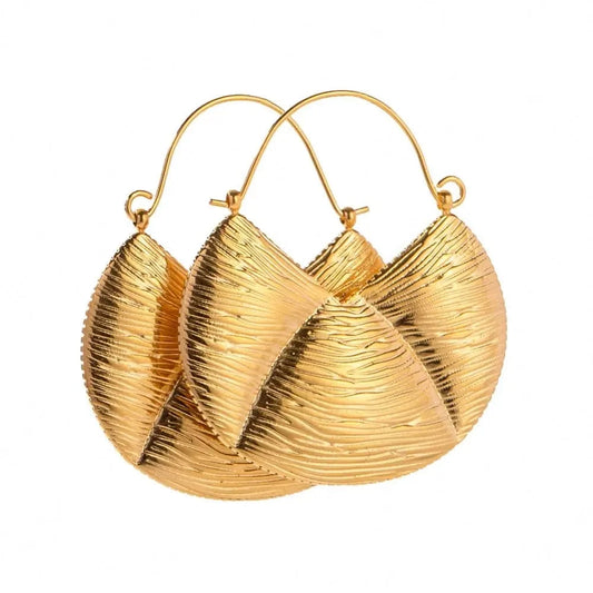 Trendy / E1974 E1974 Custom Vintage Stainless Steel 18K Gold Plated Fancy Irregular Maxi Pendant Clip Earring Jewelry