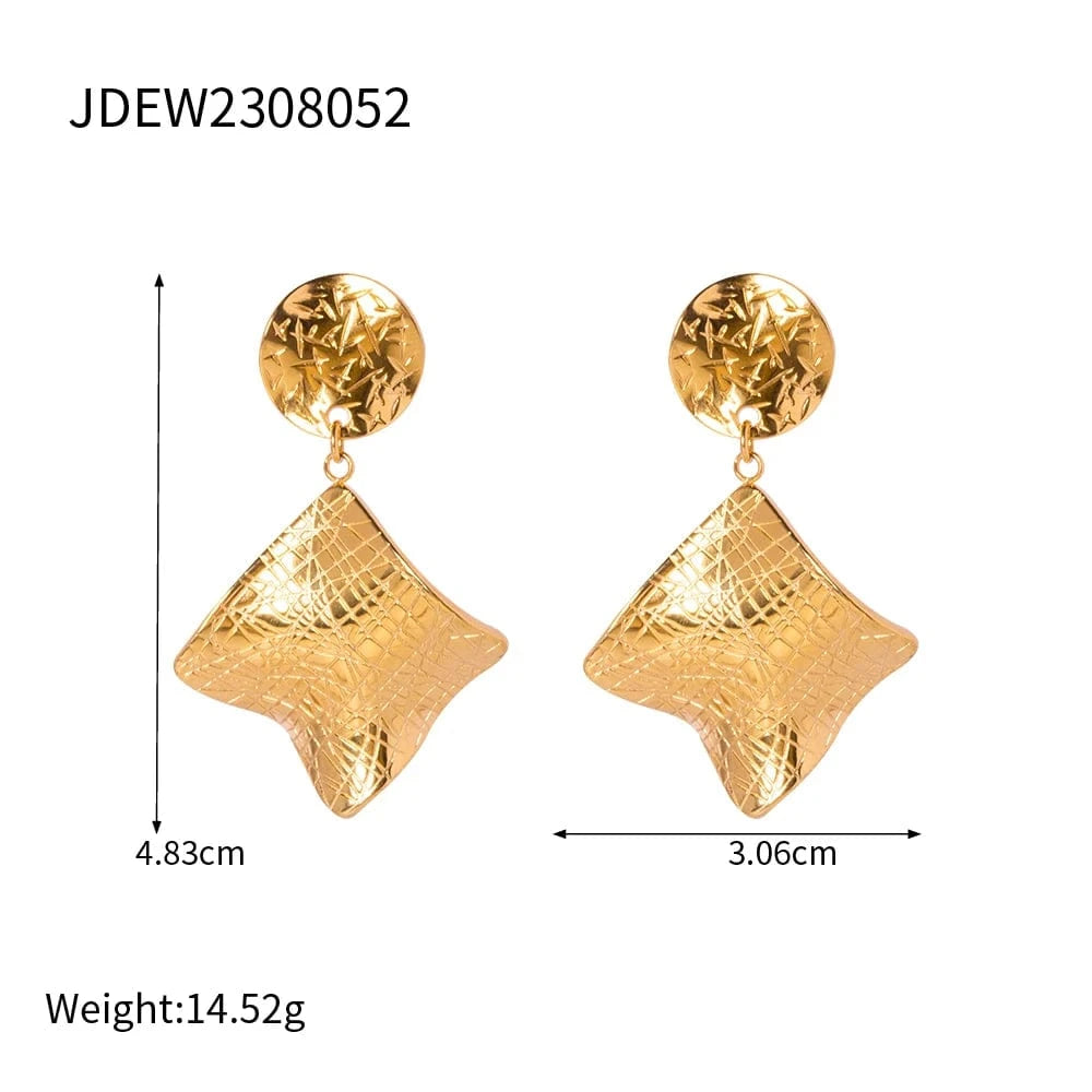 TRENDY / E1982 E1982 Design Exaggerated Texture Earrings 18K Pvd Gold Plated Stainless Steel Earring Bump Lava Irregular Drop Earring