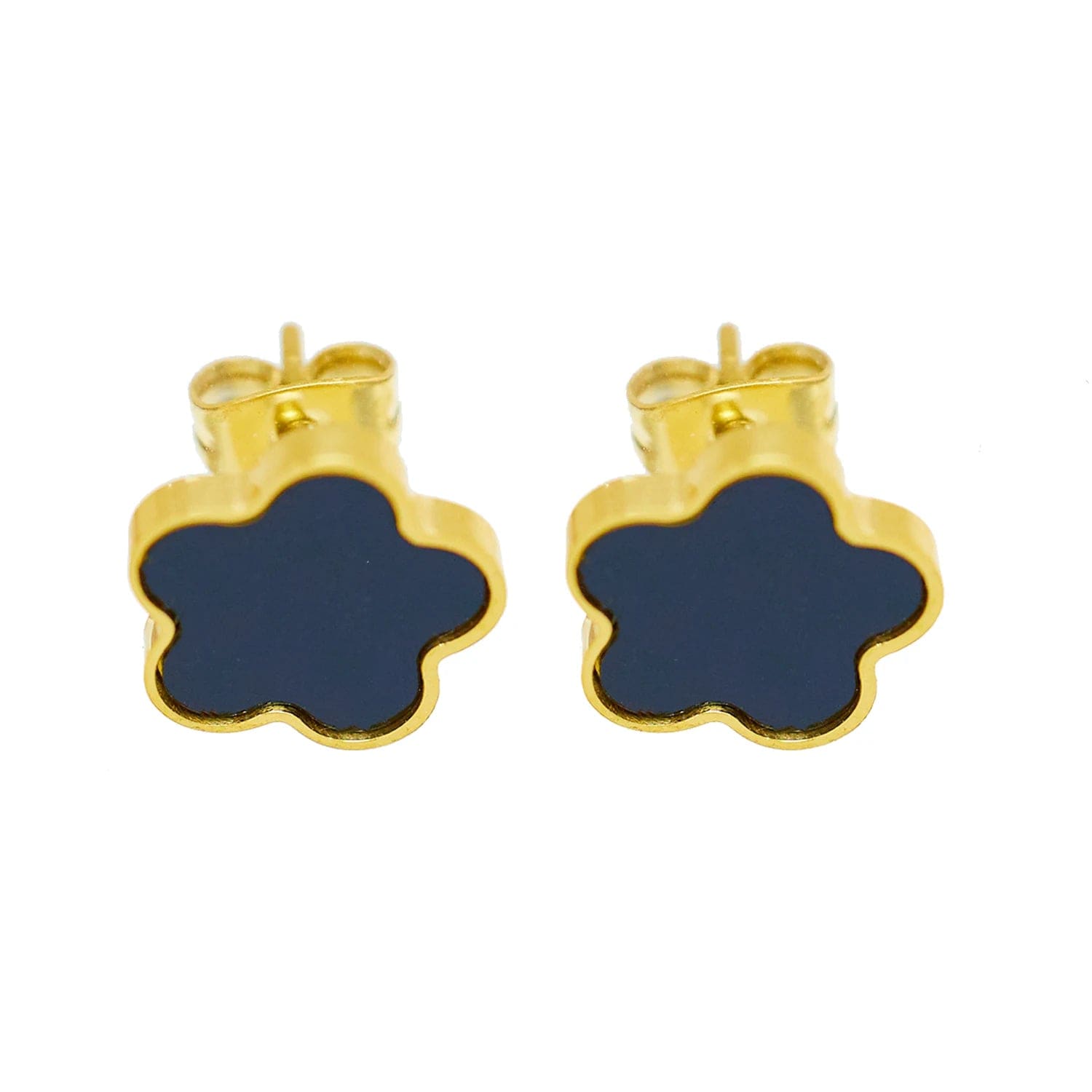 TRENDY / E213 Black FANJIN Waterproof Non Tarnish Chunky 18k Gold Plated Women Aretes Acero Inoxidable Stainless Steel Fashion Jewelry Earrings