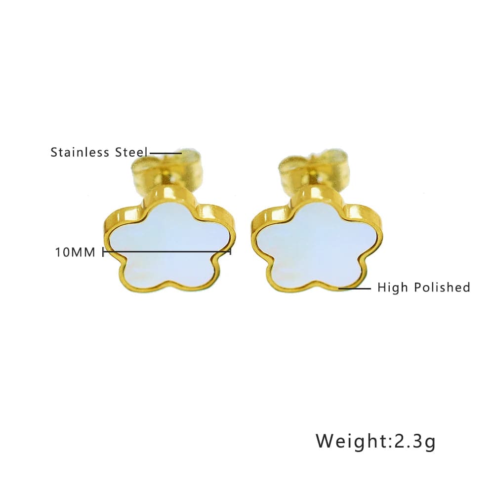 TRENDY / E213 White FANJIN Waterproof Non Tarnish Chunky 18k Gold Plated Women Aretes Acero Inoxidable Stainless Steel Fashion Jewelry Earrings