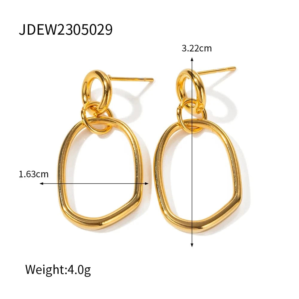 Trendy / E2138 E2138 Ins Popular New Arrival Minimalist 18K Gold Plated Geometric Round Shape Stainless Steel Earrings For Women