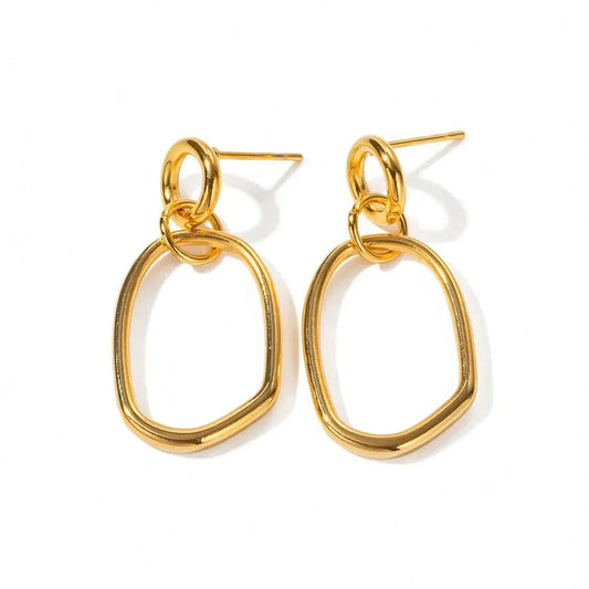 Trendy / E2138 E2138 Ins Popular New Arrival Minimalist 18K Gold Plated Geometric Round Shape Stainless Steel Earrings For Women