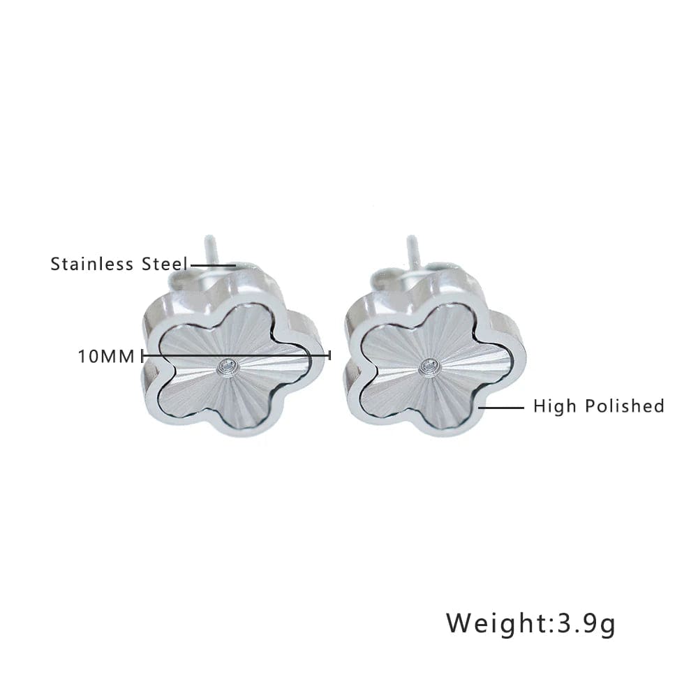 TRENDY / E214 Silver FANJIN Waterproof Non Tarnish Chunky 18k Gold Plated Women Aretes Acero Inoxidable Stainless Steel Fashion Jewelry Earrings